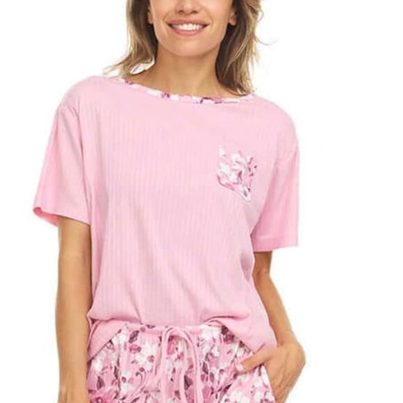 Flora Nikrooz  Women's 2 Piece Super Soft Pajama Lounge Set Size L Pink Cozy NEW - Picture 3 of 16